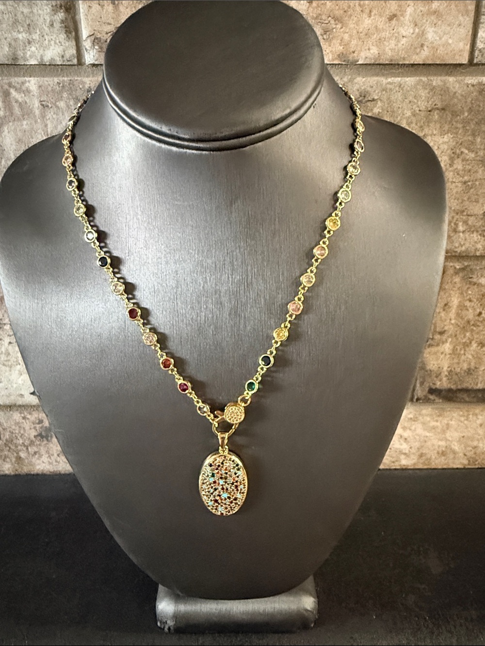 Freida Rothman Sterling Gold Multi-Stone Pendant Necklace